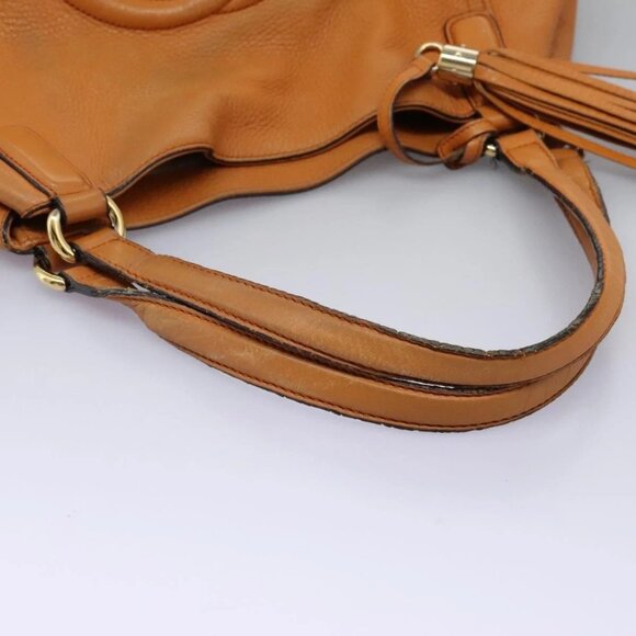 GUCCI Soho Hand Bag Leather Orange Gold - Picture 7 of 16